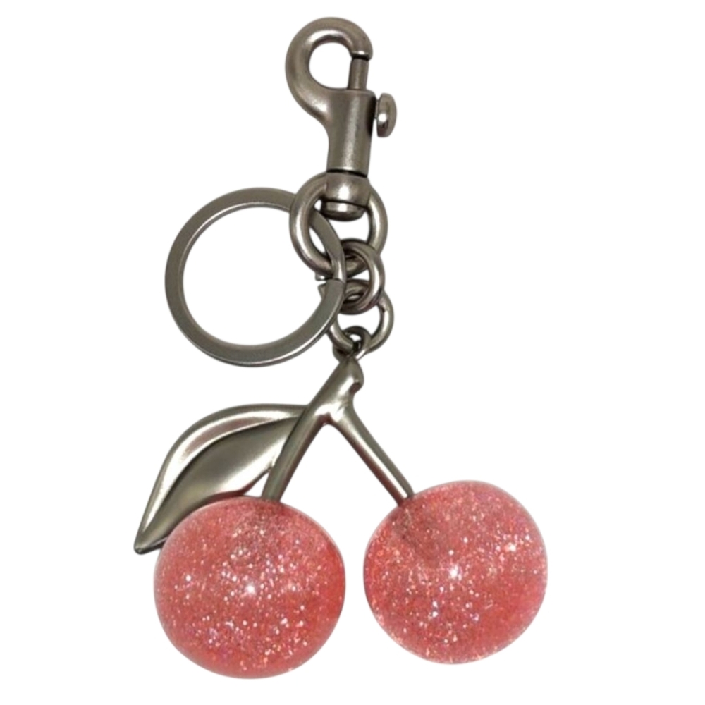Pink Cherry NWT Keychain/Bag Charm with Silver Hardware & Clasp